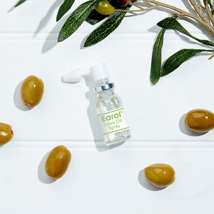 Earol Olive Oil Spray bottle and olives
